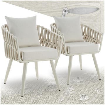 Stoel Lugano in rope-design met aluminium frame - beige, Tuin en Terras, Verzenden, Nieuw