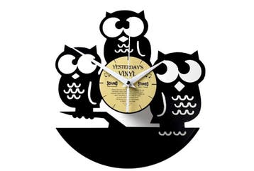 Vinylplaat wandklok 3 uiltjes - Met geschenkverpakking, Verzenden, Nieuw
