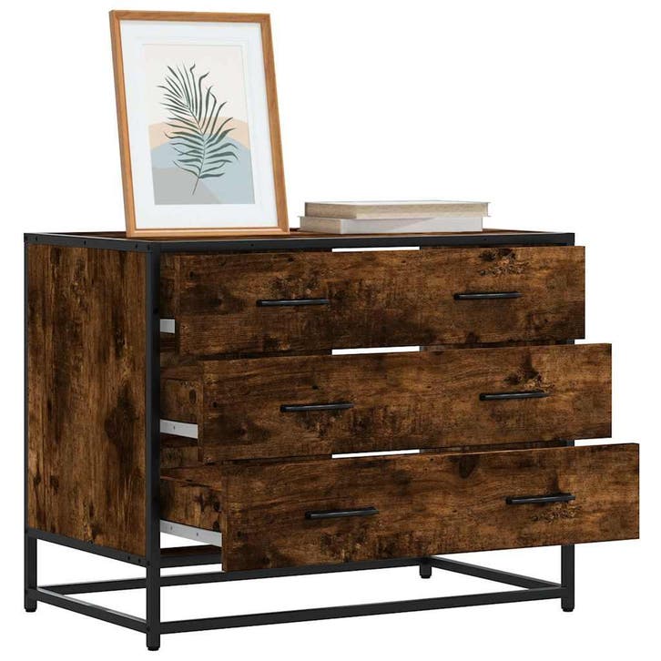 vidaXL Ladekast 70x41x56 cm bewerkt hout gerookt, Maison & Meubles, Armoires | Autre, Envoi