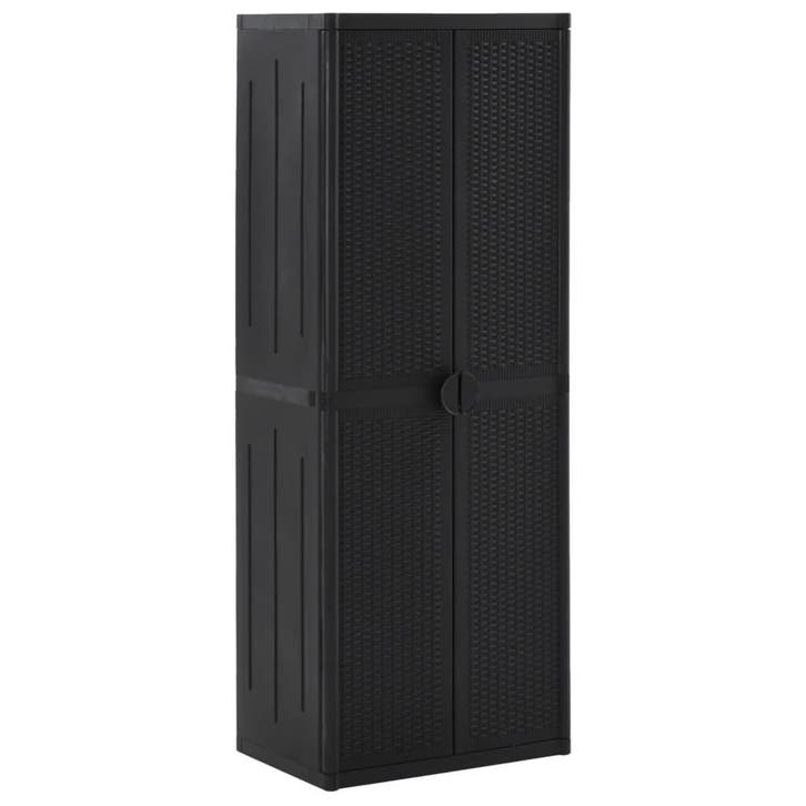 vidaXL Tuinkast 65x45x172 cm PP rattan zwart, Maison & Meubles, Armoires | Autre, Envoi