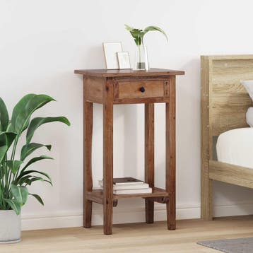 vidaXL Plantenstand met lade Bruin 34 x 25 x 52 cm Mahonie, Tuin en Terras, Verzenden, Nieuw