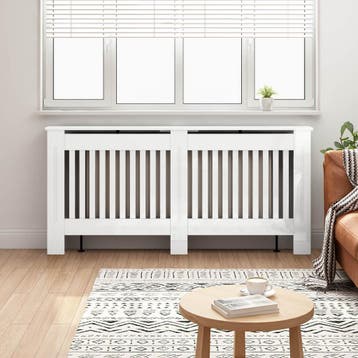 vidaXL Radiator Cover Hoogglans Wit 172 x 19 x 81,5 cm, Verzenden