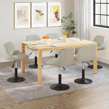 vidaXL Eetkamerstoelen draaibaar 6 st fluweel crèmekleurig, Verzenden