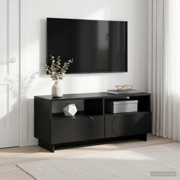 vidaXL Tv-meubel 90 x 34,5 x 40 cm Zwart Bewerkt hout, Maison & Meubles, Armoires | Mobilier de télévision, Verzenden