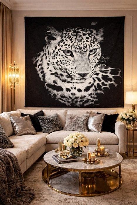 ARAZZO Predator Noir in Gobelin-weefsel - 140x140 cm -, Maison & Meubles, Maison & Meubles | Autre