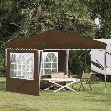 vidaXL Pop-up Feesttent 288 x 288 x 245 cm Taupe Oxford Stof, Verzenden