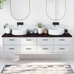 vidaXL Wastafelblad 200x60x(2-4) cm behandeld massief hout, Huis en Inrichting, Keuken | Keukenelementen, Verzenden, Nieuw