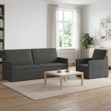 vidaXL bank / zetelstel 2 pcs Donkergrijs Corduroy stof, Verzenden, Nieuw