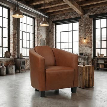 Leren fauteuil Press - Massif Armagnac (donkercognac) -, Nieuw, Ophalen of Verzenden, Eigentijds, Klassiek, Retro, Romantisch, Vintage