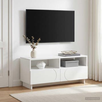 vidaXL Tv-meubel 90 x 34,5 x 40 cm Wit Bewerkt hout, Maison & Meubles, Armoires | Mobilier de télévision, Verzenden