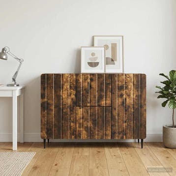 vidaXL Dressoir met lade Gerookt eiken 89 x 34,5 x 62 cm, Verzenden, Nieuw