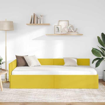 vidaXL Hoek Bed Frame Geel 100 x 200 cm fluweel, Verzenden