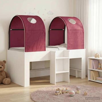 vidaXL Bed met Tunnel 4 st Wit en Rood Bewerkt hout, Verzenden