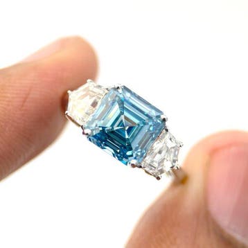 Ring - 14 karaat Witgoud - 5.25ct. tw. Diamant (Lab-grown) -