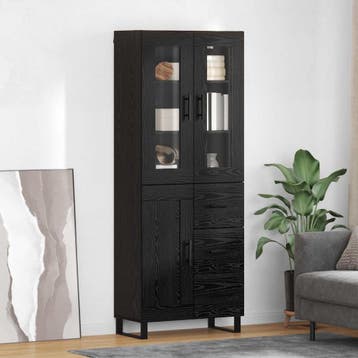 vidaXL Highboard met lade 2 pcs Zwart Eiken Gefabriceerd, Verzenden, Nieuw