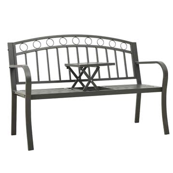 vidaXL Tuinbank met tafel 120 cm staal grijs, Verzenden, Nieuw
