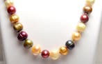 Perle - Argent 925 — Perles de culture blanches, bordeaux,