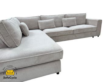 Hoekzetel beige in ribstof, hoek L – overstock, Verzenden, Nieuw