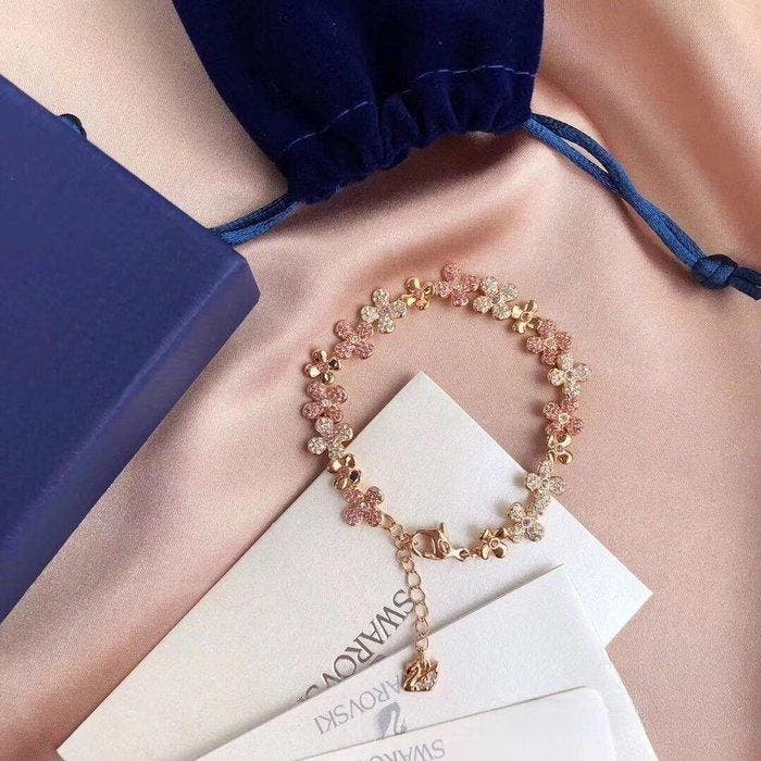 Swarovski - Beeldje, Swarovski rose gold four-leaf clover, Antiek en Kunst, Curiosa en Brocante