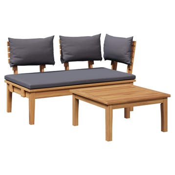 vidaXL Tuinstoel en Tafel Set 2 st Grijs en Bruin Massief, Tuin en Terras, Verzenden, Nieuw