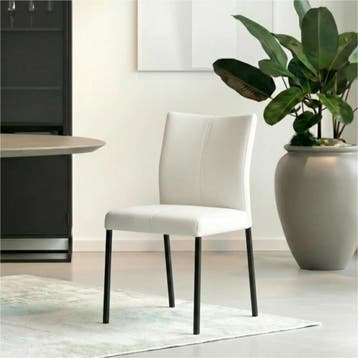 Leren eetkamerstoel Basic - Toledo Bianco (gebroken wit) -, Huis en Inrichting, Stoelen, Wit, Nieuw, Leer, Ophalen of Verzenden