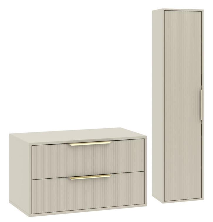 Wastafelkast Rimini 80 cm - Beige -  Badmeubel met Kolomkast, Maison & Meubles, Salle de bain | Meubles de Salle de bain, Envoi