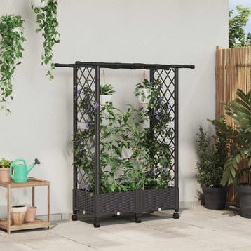 vidaXL Verhoogd Bed met Trellis en Dak Bruin 122,5 x 40 x, Verzenden, Nieuw