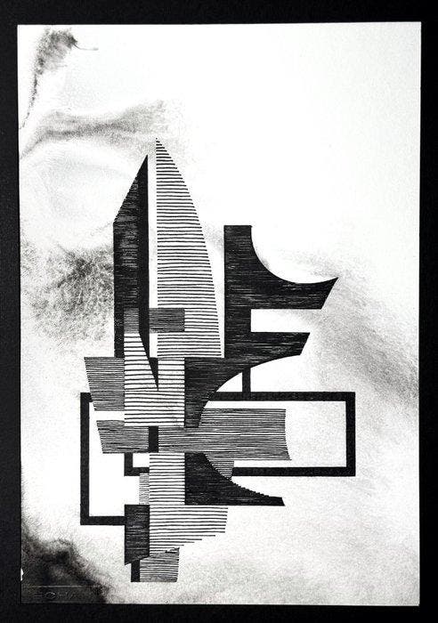 Eugène Eechaut (1928-2019) - Abstract ink composition, Antiek en Kunst, Kunst | Designobjecten