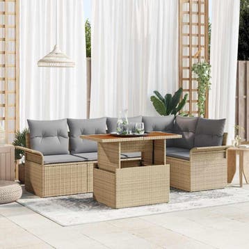 vidaXL Tuinbank Set 6 st beige en lichtgrijs, Verzenden, Nieuw
