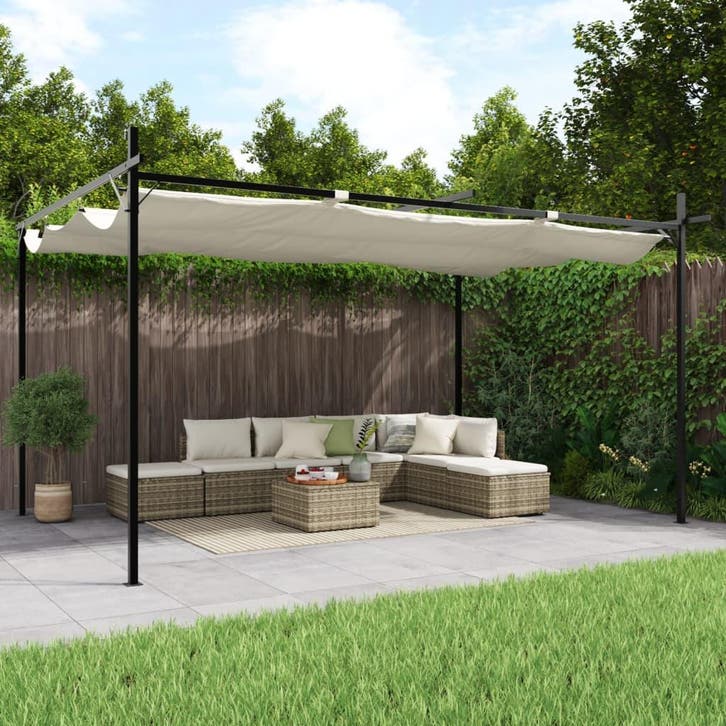 vidaXL Pergola met uitschuifbaar dak 395x292x230, Tuin en Terras, Partytenten, Nieuw, Verzenden