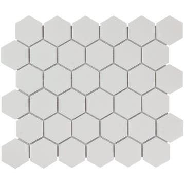 Wand Mozaïek Tegels Factory Hexagon Keramiek Wit Glans -..., Nieuw, Ophalen of Verzenden, 20 tot 40 cm, 10 m² of meer