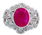 Ring Platina Robijn - Diamant, Handtassen en Accessoires, Ringen, Nieuw
