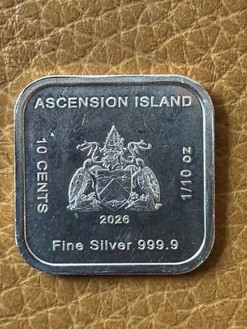 Ascension-eiland. 10 Cent 2026 Sehelschiff 1/10 oz (.999)