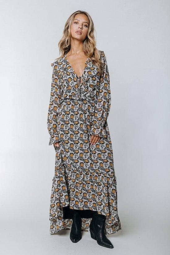 Colourful Rebel Penny Paisley Flower Ruffle Maxi Dress - S, Kleding | Dames, Jurken, Nieuw, Verzenden