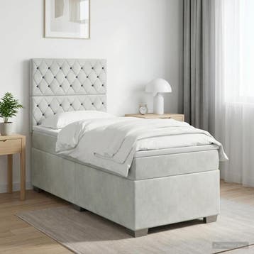 vidaXL Boxspringbed met matras Lichtgrijs 90 x 190 cm, Maison & Meubles, Verzenden