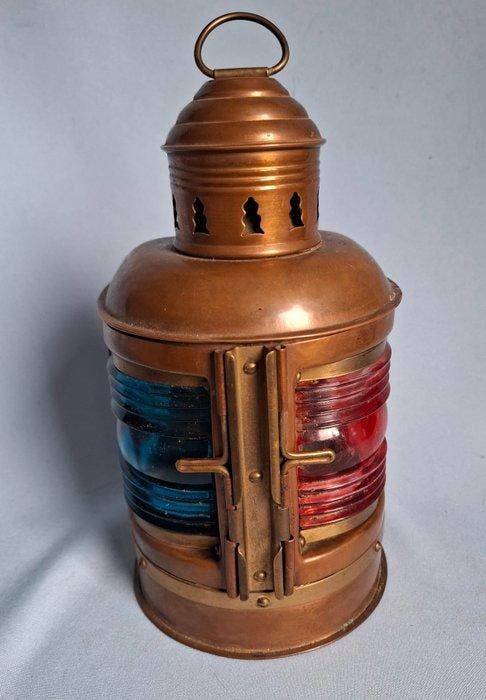 Navigation lamp - Koper, Glas, Antiquités & Art, Curiosités & Brocante