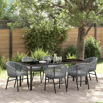 vidaXL Tuin Eettafel Set 7 st Antraciet Gepoedercoat staal, Verzenden, Nieuw