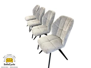 Eetkamerstoelen set van 4 grijs in bouclé – overstock, Verzenden, Nieuw