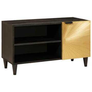 vidaXL TV Kast Zwart en Goud 80 x 33 x 46 cm Bewerkt hout, Huis en Inrichting, Verzenden, Nieuw