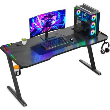 Avalo Gaming Bureau - 120x60x73CM -Met LED Verlichting-Zwart, Verzenden, Nieuw