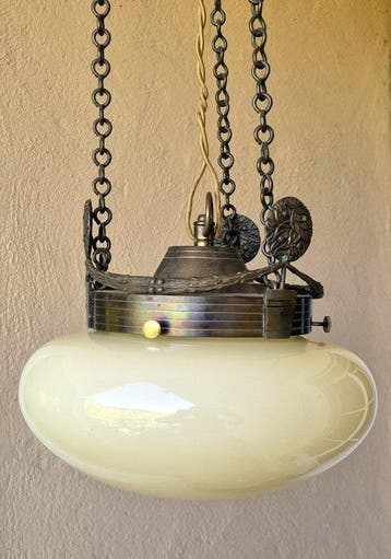 Jugendstil Deckenlampe - Lamp - Glas, Messing