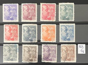 Espagne 1939 - 6 séries complètes Franco. Edifil 867/878,, Postzegels en Munten, Postzegels | Europa | Spanje, Gestempeld