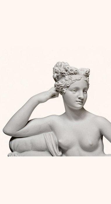 Beeld, Paolina Borghese - 13 cm - Marmer, Antiquités & Art, Curiosités & Brocante