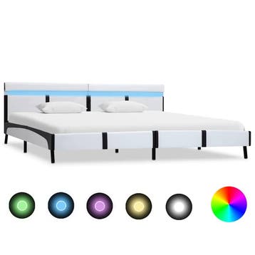 vidaXL Bedframe met LED kunstleer wit 180x200 cm, Verzenden, Nieuw