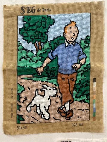 Tintin - 9 Geborduurde canvas-stalen - SEG de Paris - 1994, Boeken, Nieuw