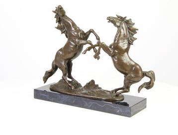 Beeld, Twee steigerende paarden 42 cm / 12.2 kg - 36.5 cm -