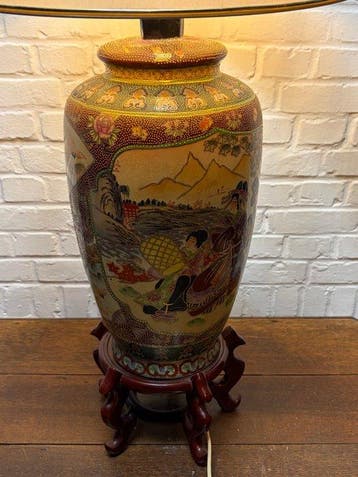 Lamp - Porselein, Hout, Textiel