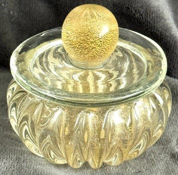 Deckeldose + Schale - Plat (2) - Verre de Murano - Verre de