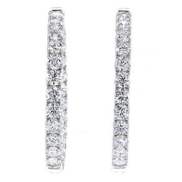 Boucles doreilles cerceau Platine - 9.04ct. tw. Diamant