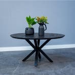 Salontafel Mangohout Tess Rond 90 Zwart, Verzenden